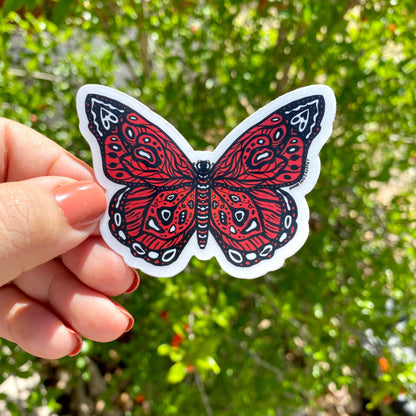 Clear Sticker - Red Butterfly