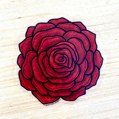 Clear Sticker - Red Rose