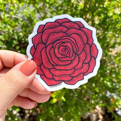 Clear Sticker - Red Rose