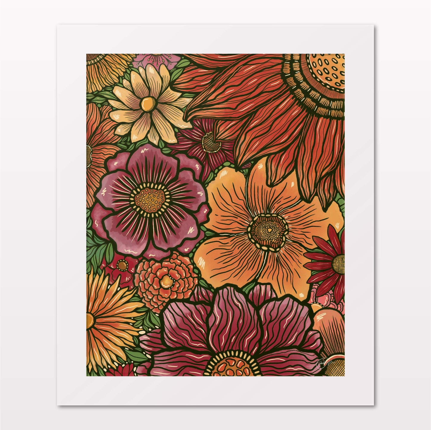 Art print in white frame on white wall