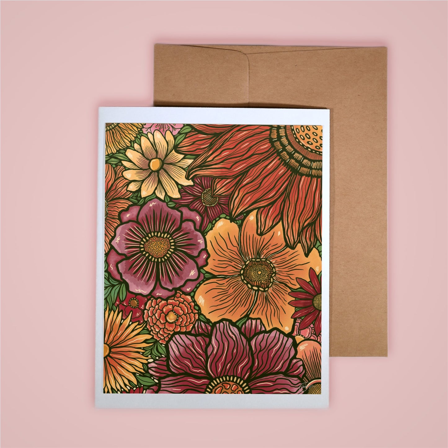 Card on pink background