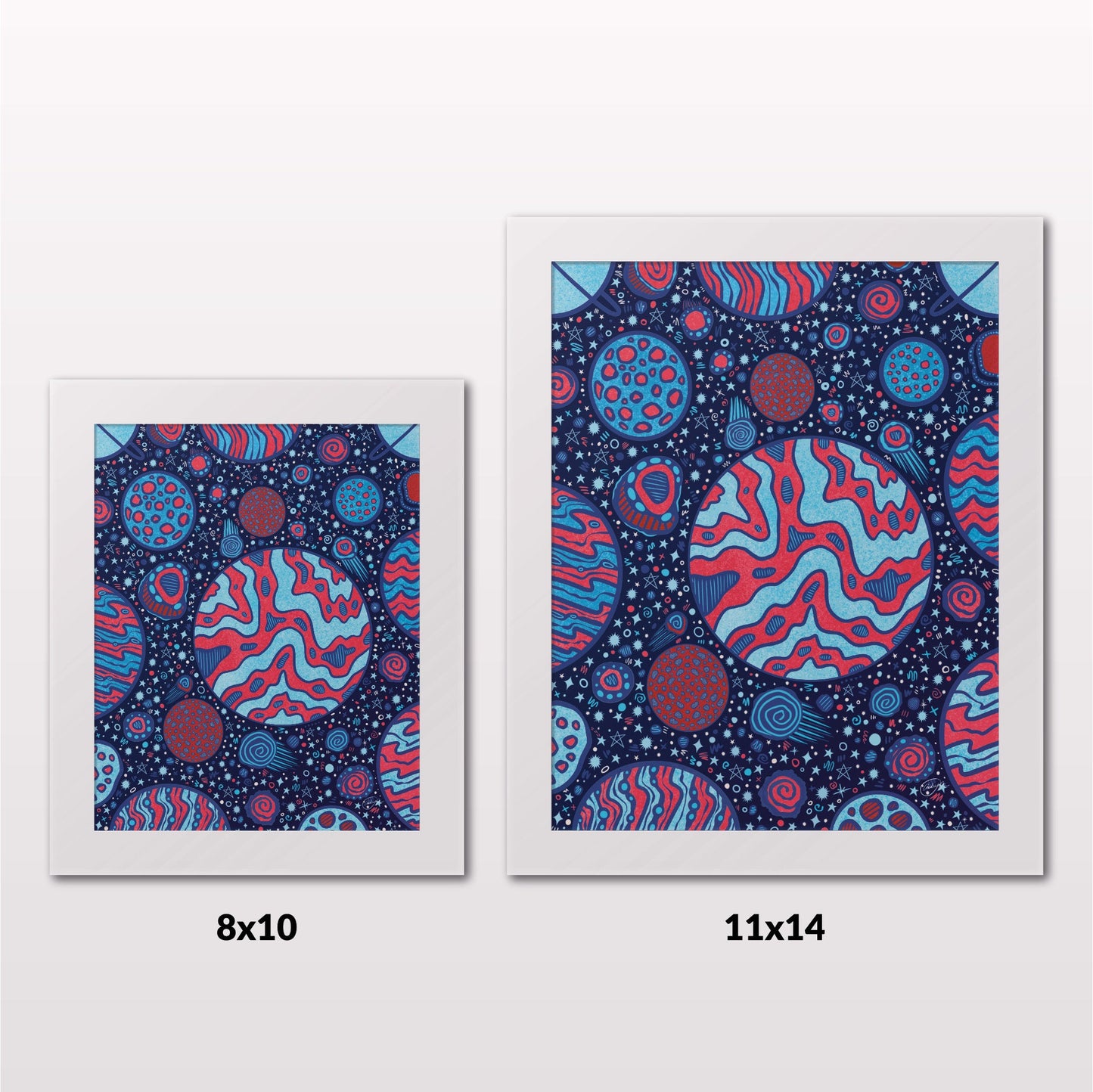 Art Print - Somewhere Out There Red & Blue