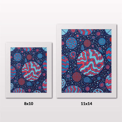 Art Print - Somewhere Out There Red & Blue