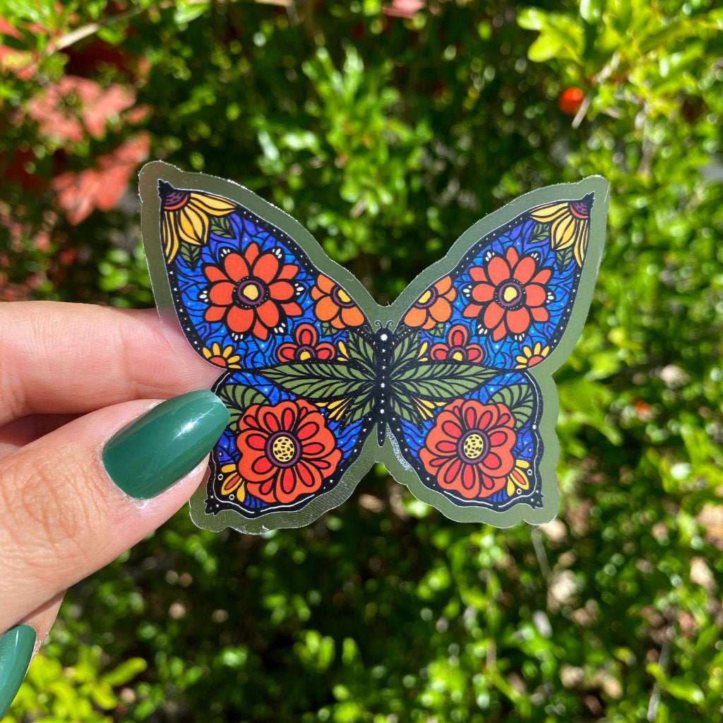 Clear Sticker - Stained Glass Butterfly