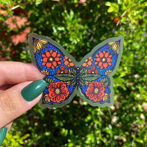 Clear Sticker - Stained Glass Butterfly