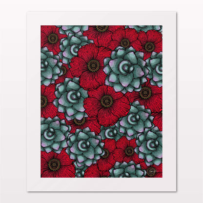 Art print in white frame on white wall