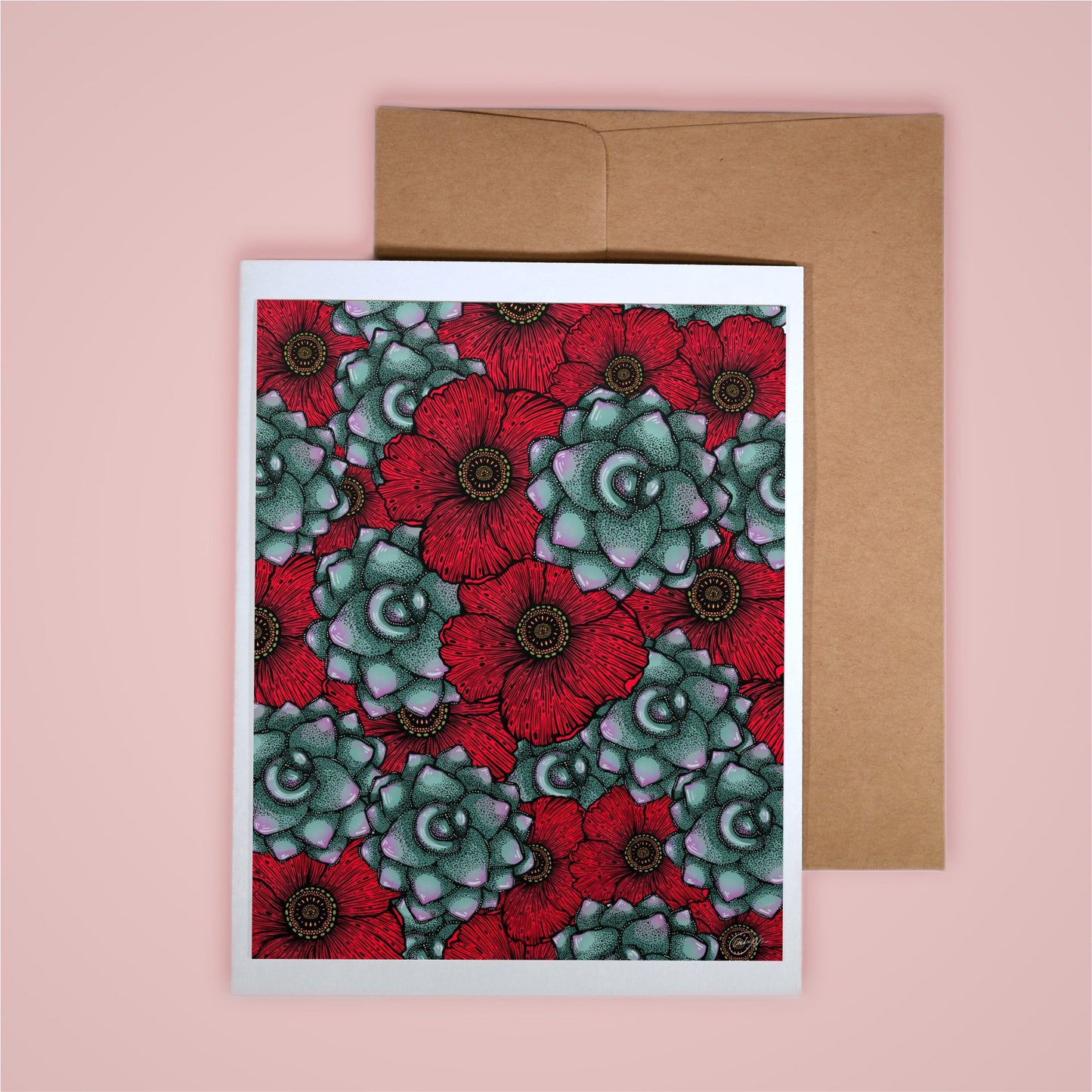 Card on pink background