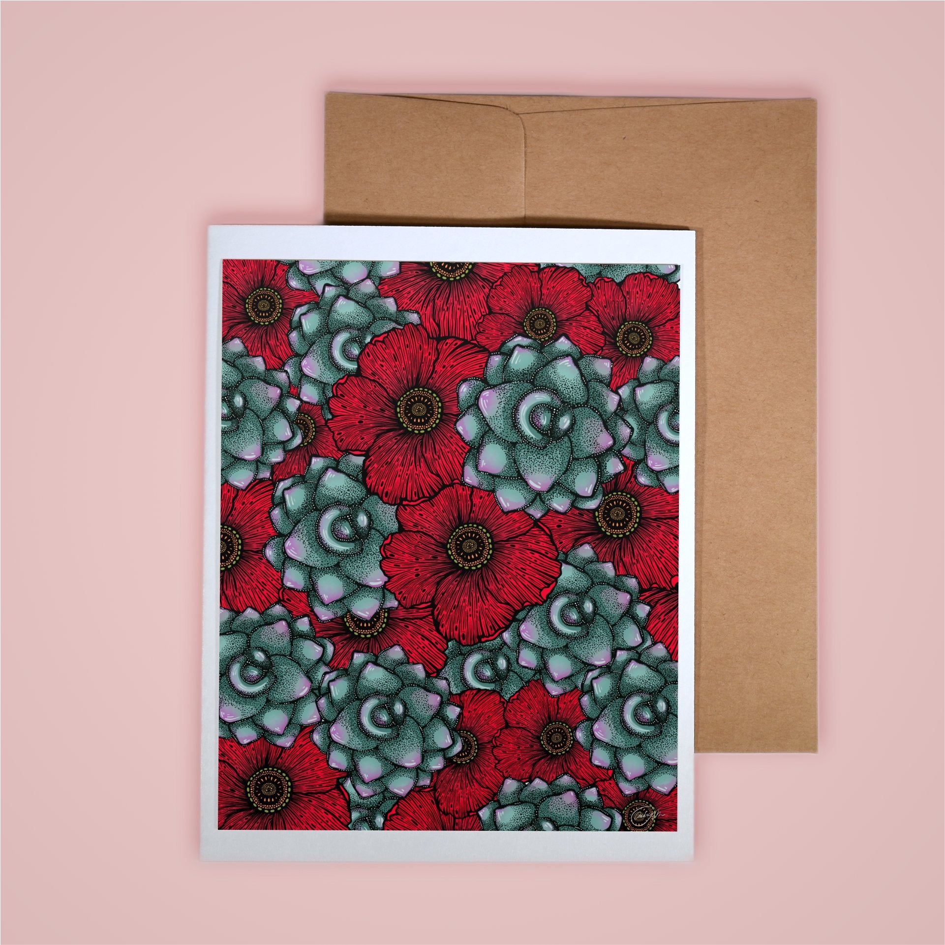Card on pink background