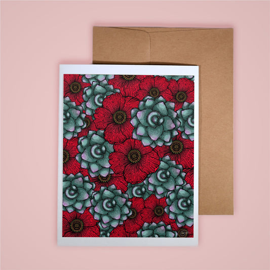Card on pink background