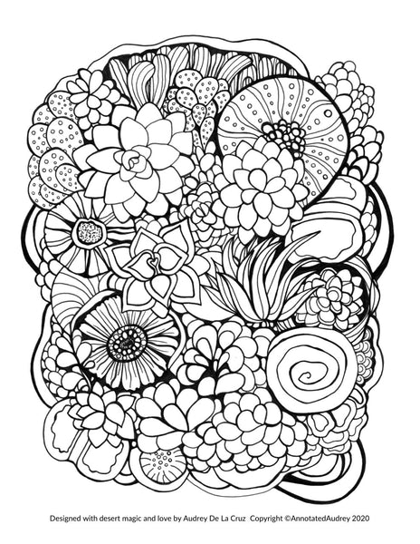 FREE PRINTABLE - Succulents Coloring Page