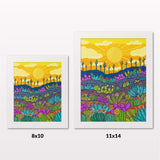 Comparing 8x10 and 11x14 framed art prints on a white wall