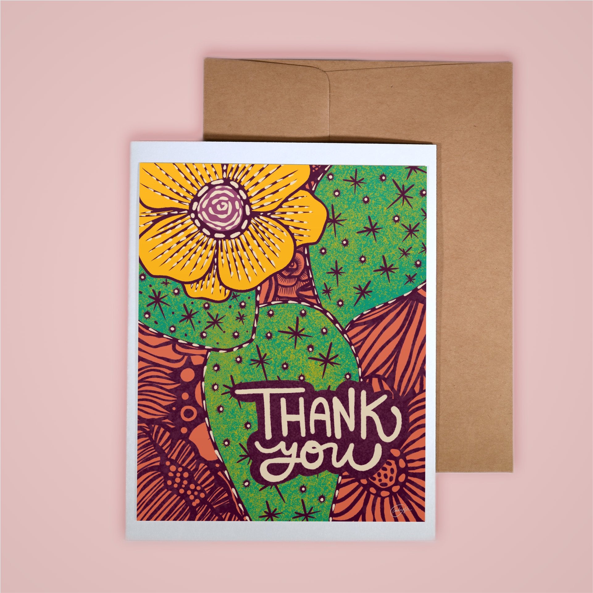 Card on pink background