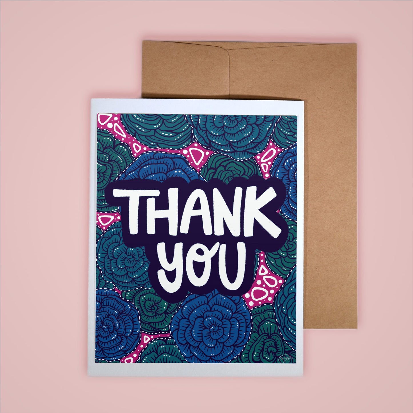 Card on pink background