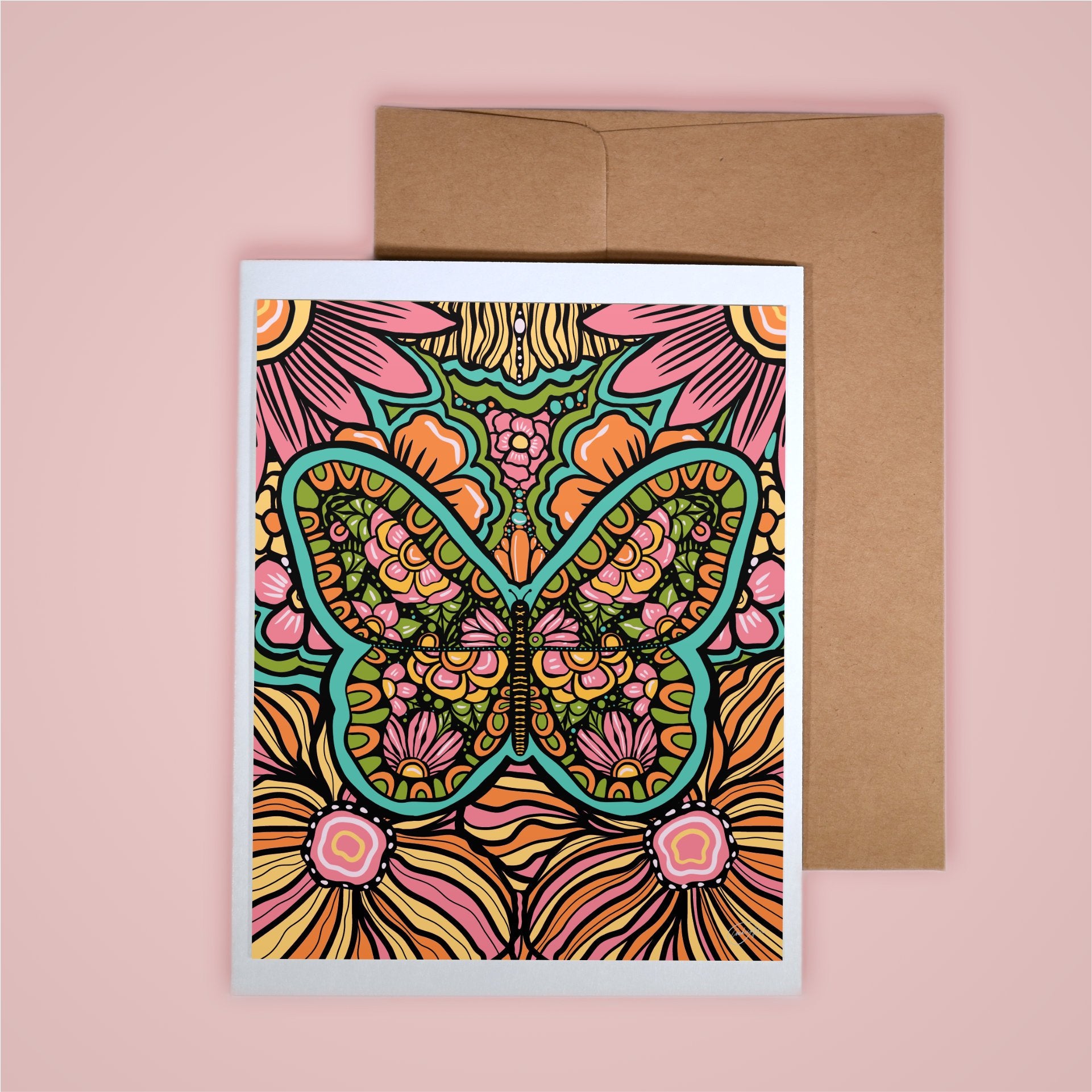 Card on pink background