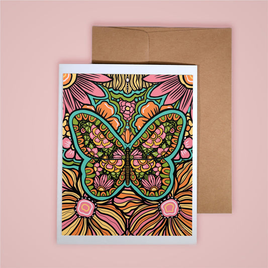 Card on pink background