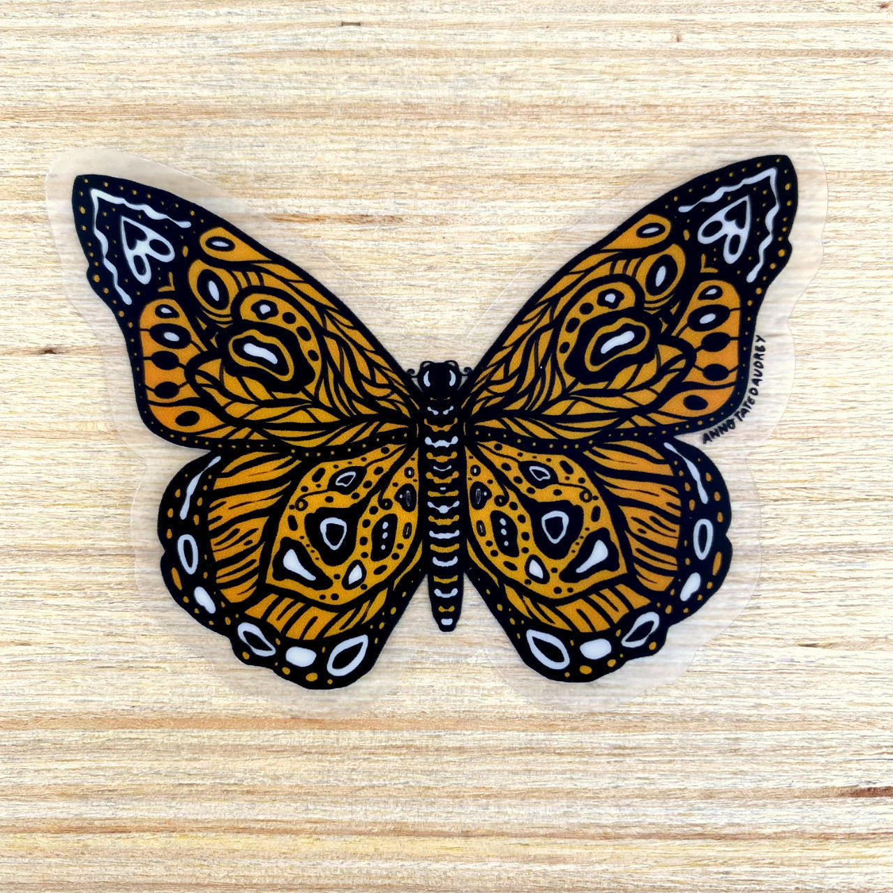 Sticker on wood background