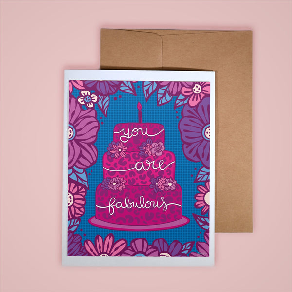 Card on pink background