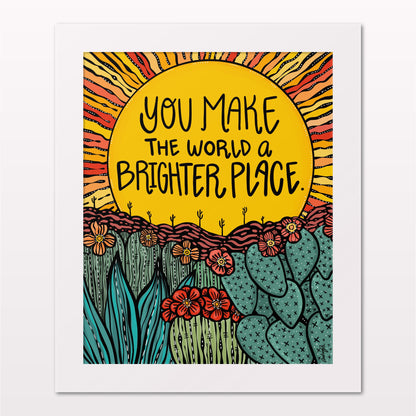 Art print in white frame on white wall