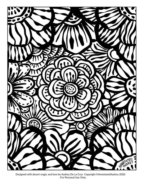 Spring Flowers Coloring Page – ANNOTATED AUDREY